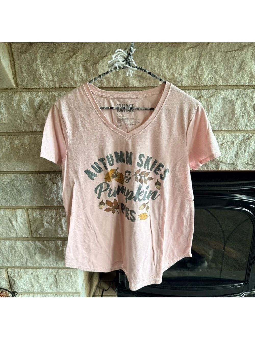 Celebrate Together Pink Autumn Graphic Tee Small